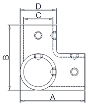 90° 3 Way Tee Rail Connector Drawing 90° 3 Way Tee Rail Connector Drawing