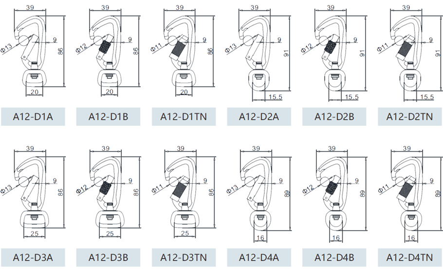 D Shaped Hammock Hook with Ring Drawing